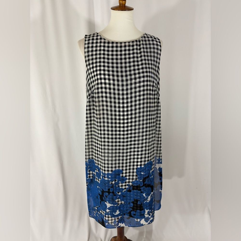 NWOT LN Gingham/Floral Sleeveless Dress